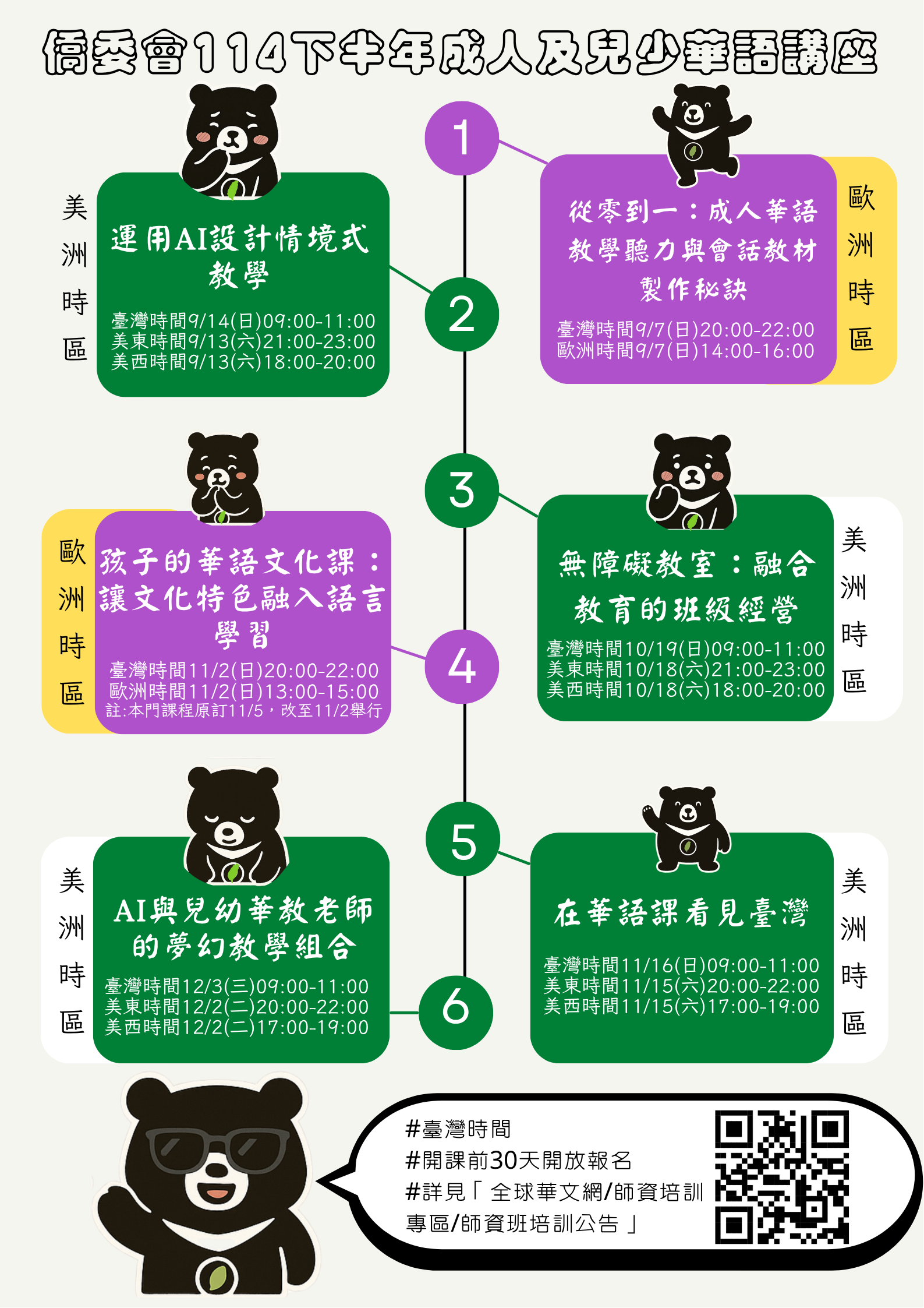 僑委會114下半年成人及兒少華語講座