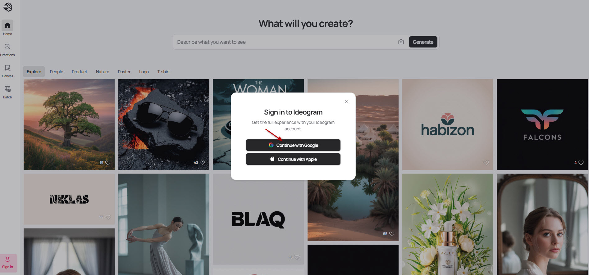 步驟 1：進入 Ideogram.ai 並登入帳號